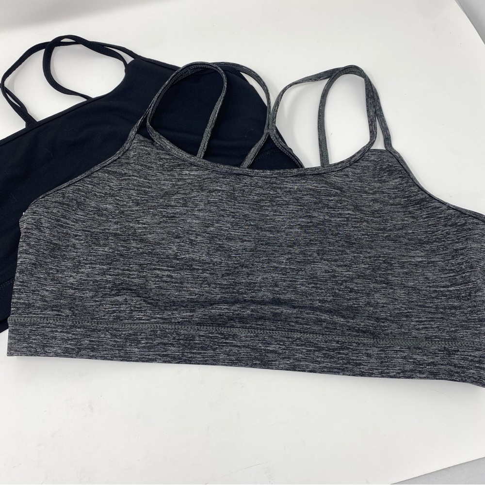 2 Gaiam Shine Wire-Free Medium Impact Yoga Sports Bra Women’s Size XL Black Grey - Picture 2 of 8